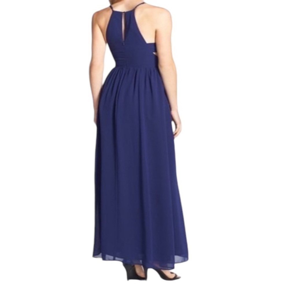 NEW! ADELYNE RAE Side Cut Outs Navy Blue Maxi Dress Festival Hoco Straps NWT - Picture 7 of 17